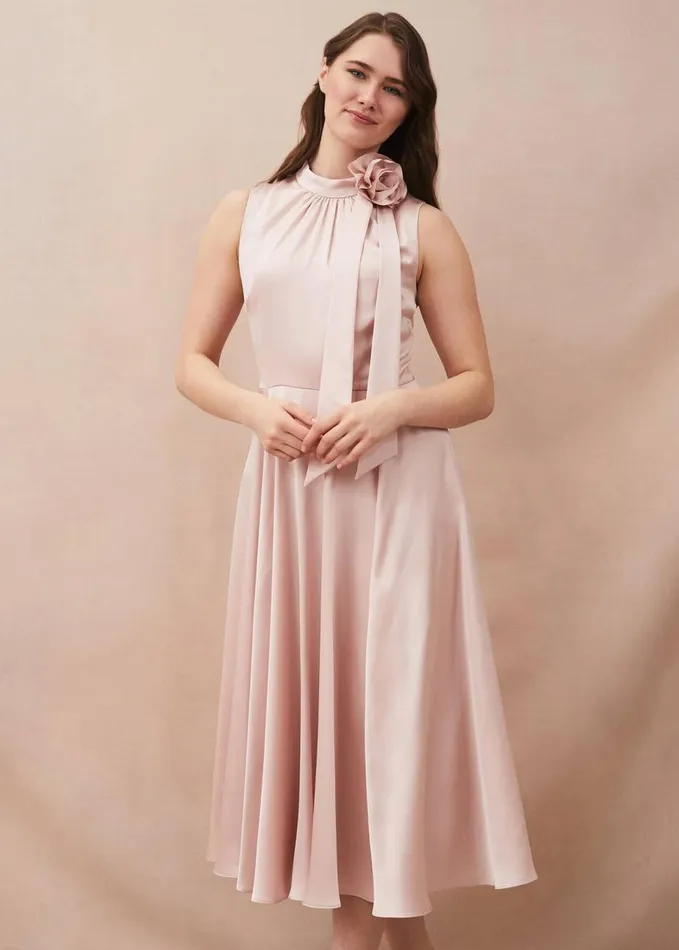 Phase Eight Elsie Corsage Dress Shell Pink Women Dresses