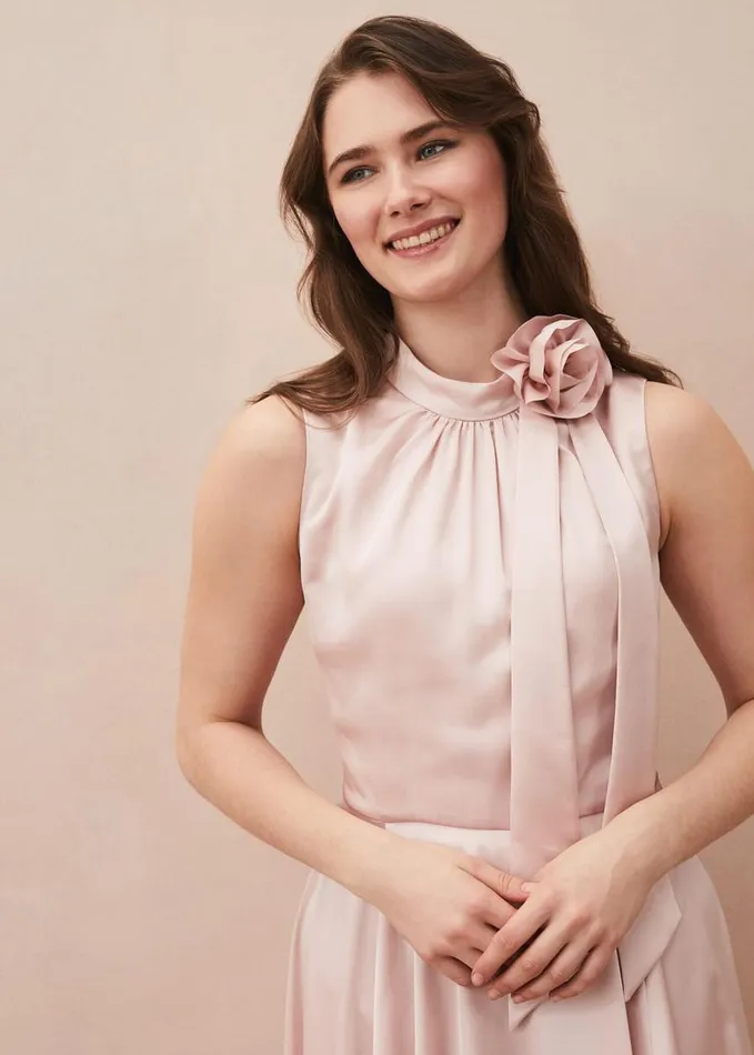 Phase Eight Elsie Corsage Dress Shell Pink Women Dresses
