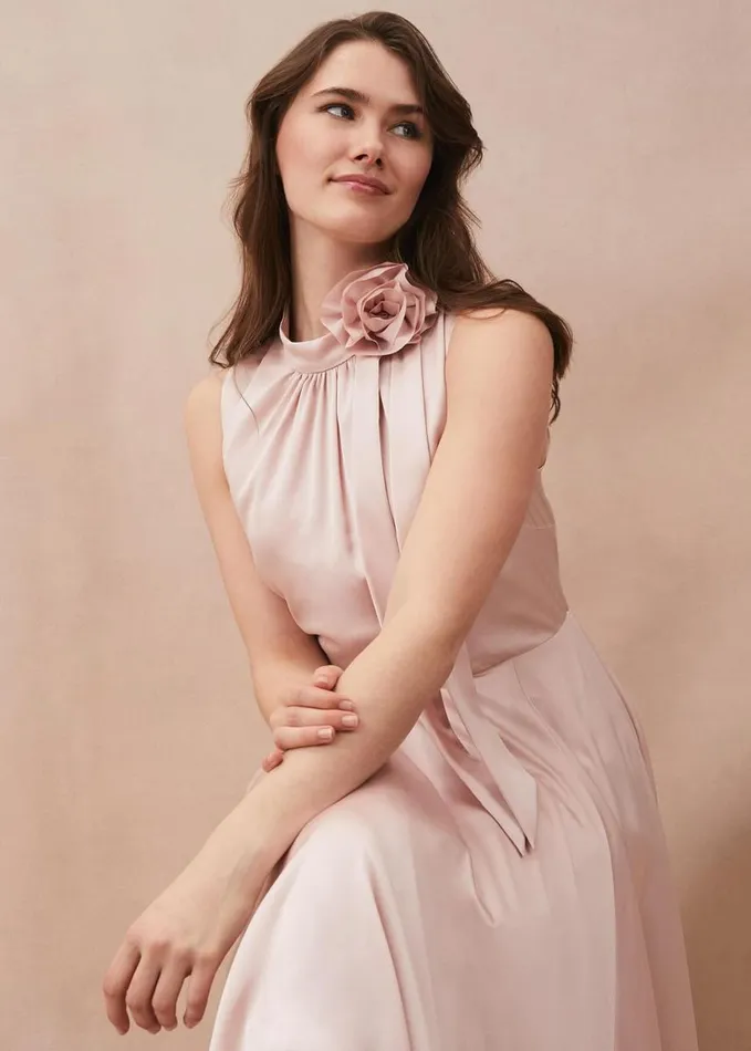 Phase Eight Elsie Corsage Dress Shell Pink Women Dresses