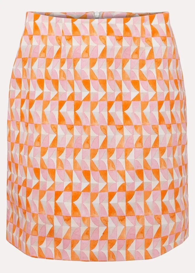 Phase Eight Elysia Geo Mini Skirt Pinkorange Women Skirts