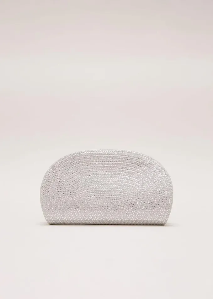 Phase Eight Embellished Semi Circle Bag Silver Women Bags and Clutches