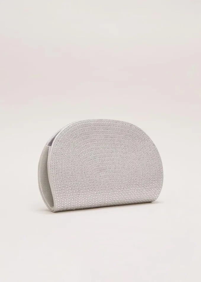 Phase Eight Embellished Semi Circle Bag Silver Women Bags and Clutches