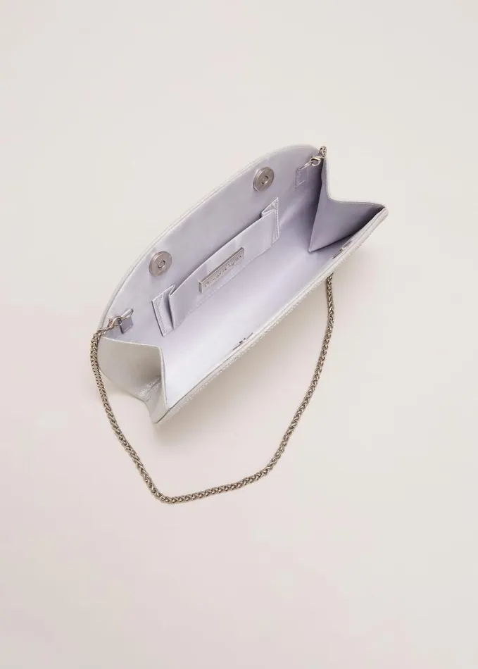 Phase Eight Embellished Semi Circle Bag Silver Women Bags and Clutches
