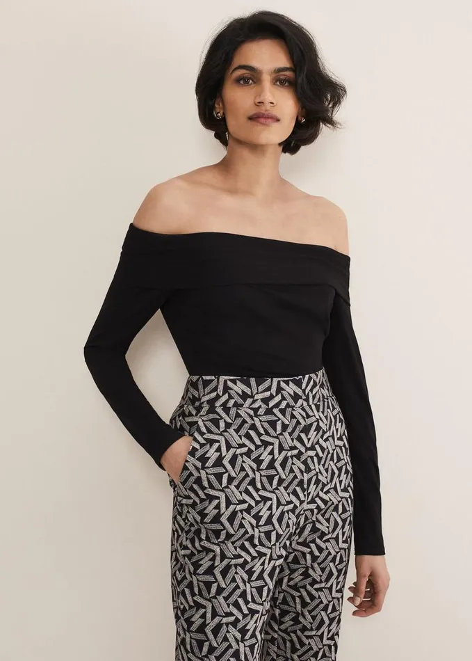 Phase Eight Emili Bardot Top Black Women Tops and TShirts