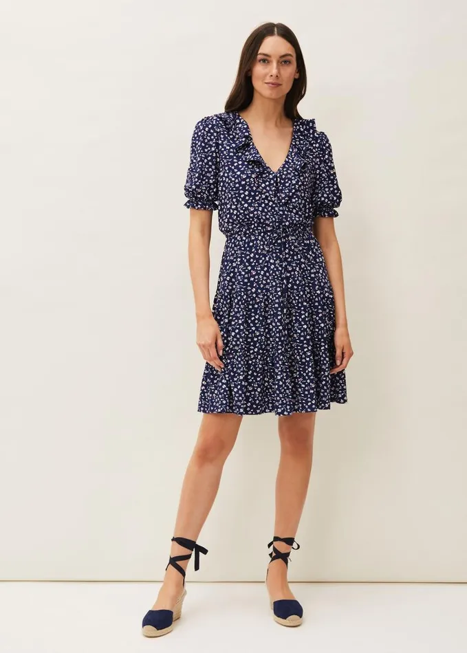 Phase Eight Emily Ditsy Print Dress Navy Women Dresses