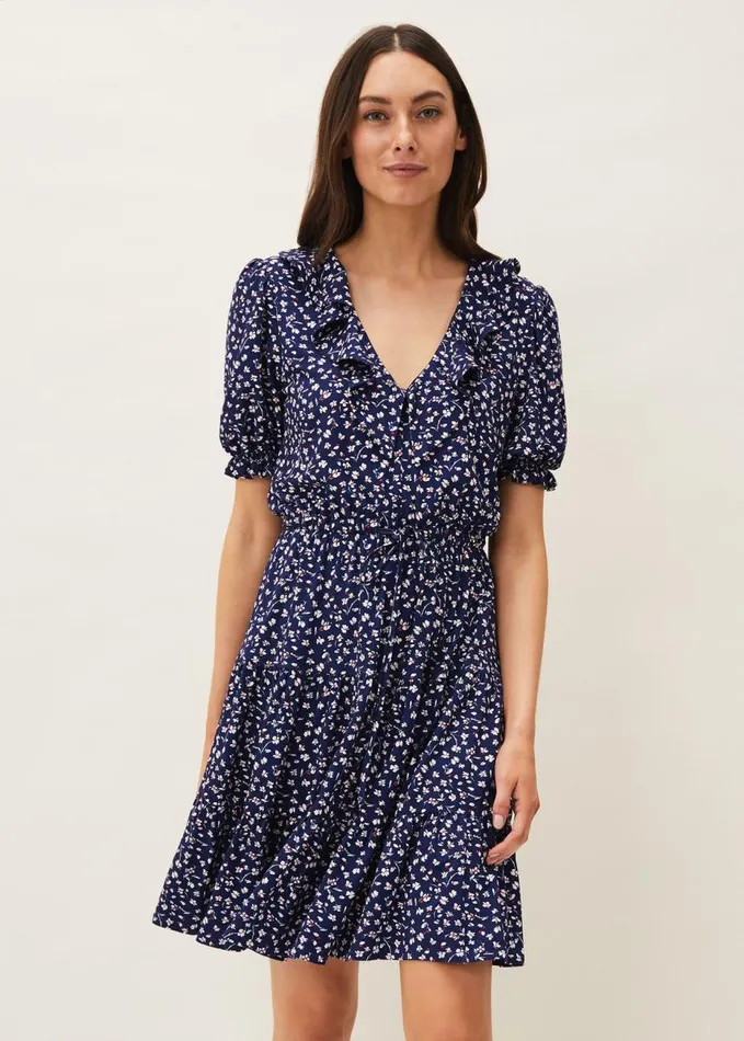 Phase Eight Emily Ditsy Print Dress Navy Women Dresses