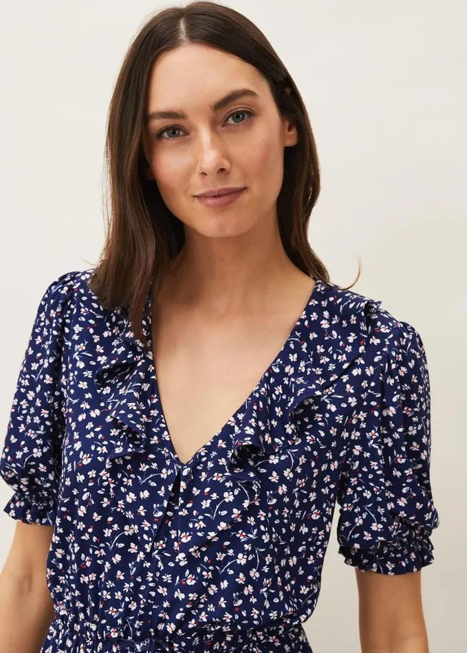 Phase Eight Emily Ditsy Print Dress Navy Women Dresses