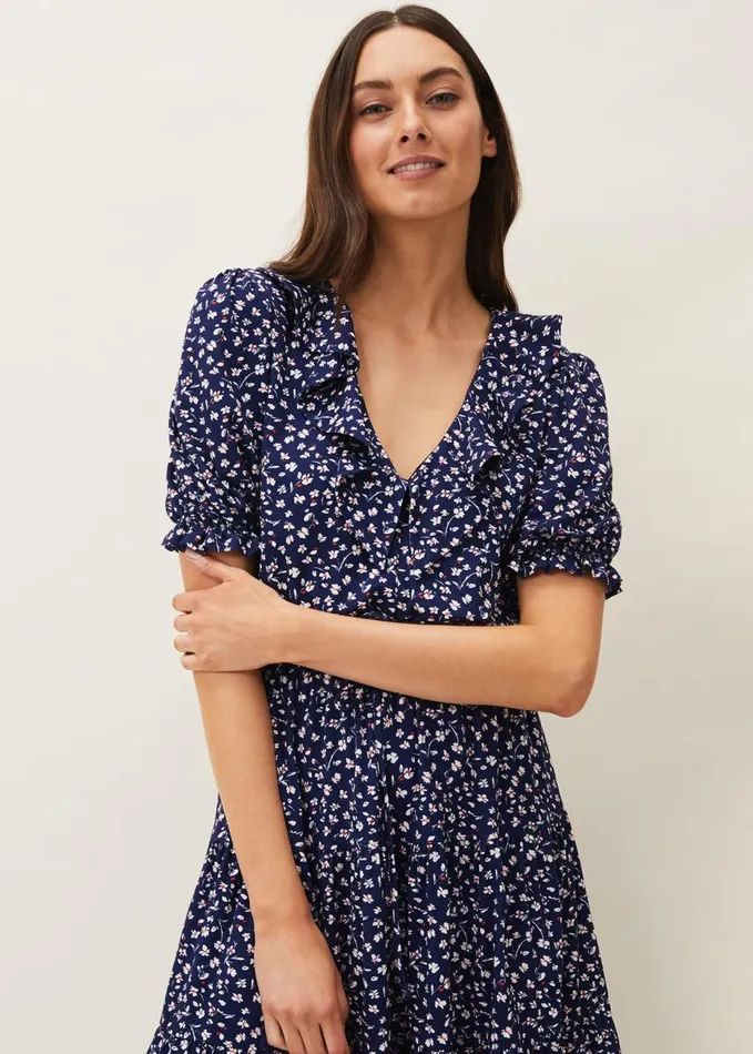 Phase Eight Emily Ditsy Print Dress Navy Women Dresses