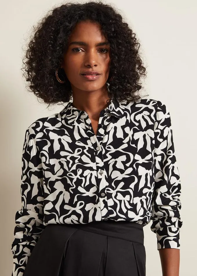 Phase Eight Era Abstract Bow Shirt Blackivory Women Shirts and Blouses