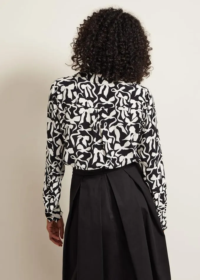 Phase Eight Era Abstract Bow Shirt Blackivory Women Shirts and Blouses