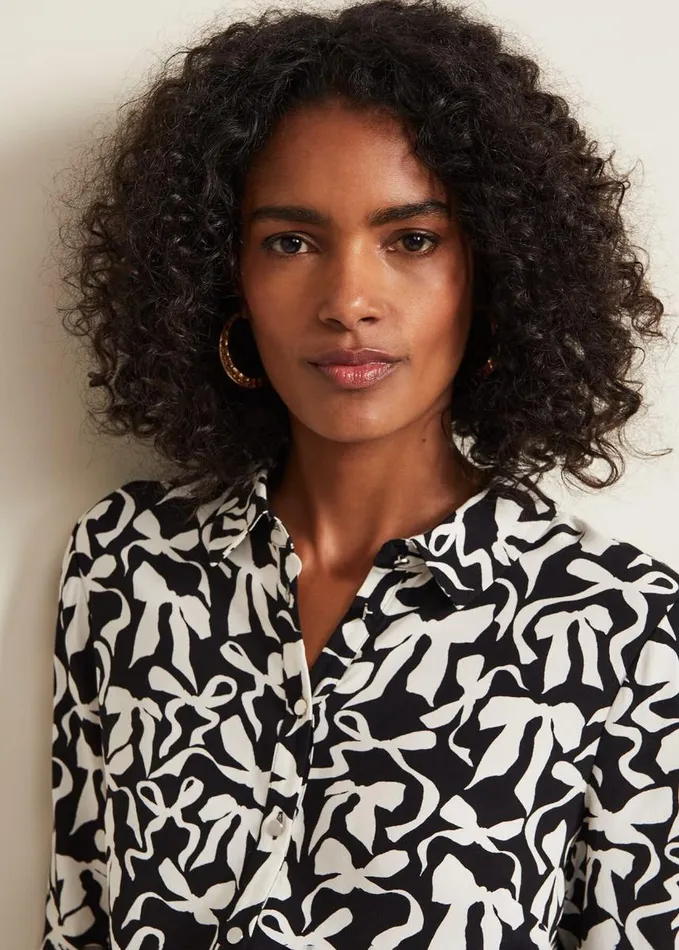 Phase Eight Era Abstract Bow Shirt Blackivory Women Shirts and Blouses