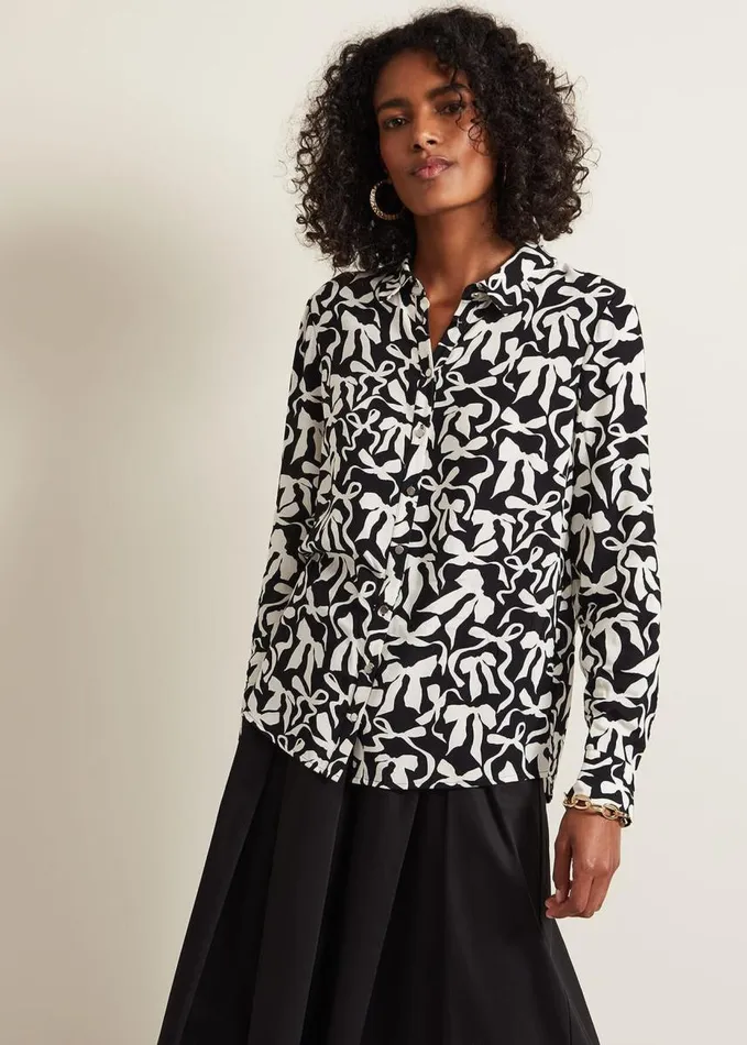 Phase Eight Era Abstract Bow Shirt Blackivory Women Shirts and Blouses