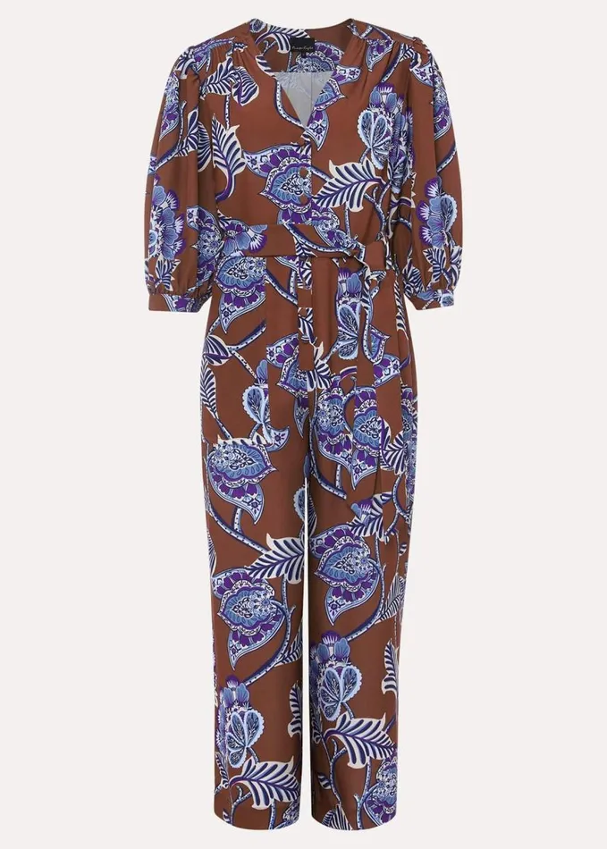 Phase Eight Erin Printed Cropped Leg Jumpsuit Orangeburgundy Women Dresses