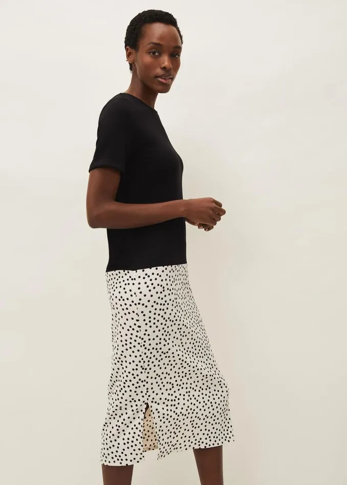Phase Eight Fae Colourblock Spot Dress Blackivory Women Dresses