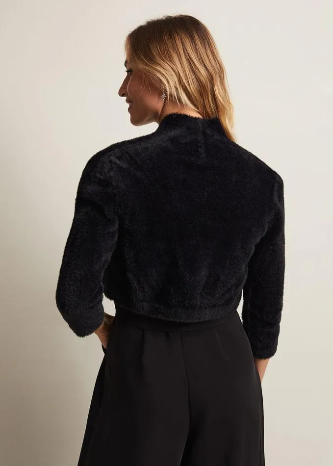 Phase Eight Fay Fluffy Bolero Black Women Knitwear