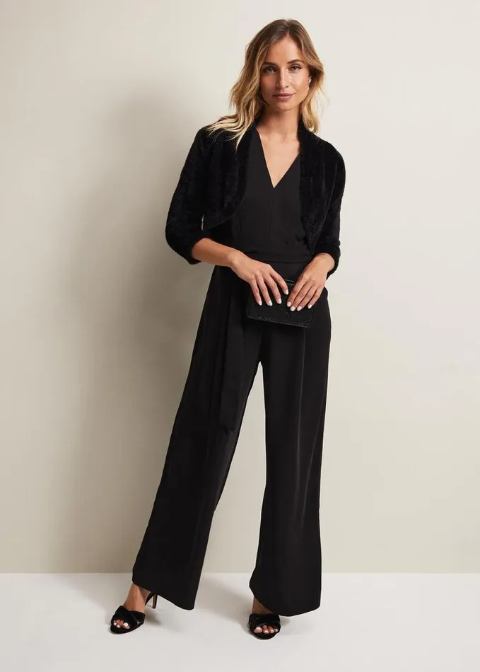 Phase Eight Fay Fluffy Bolero Black Women Knitwear
