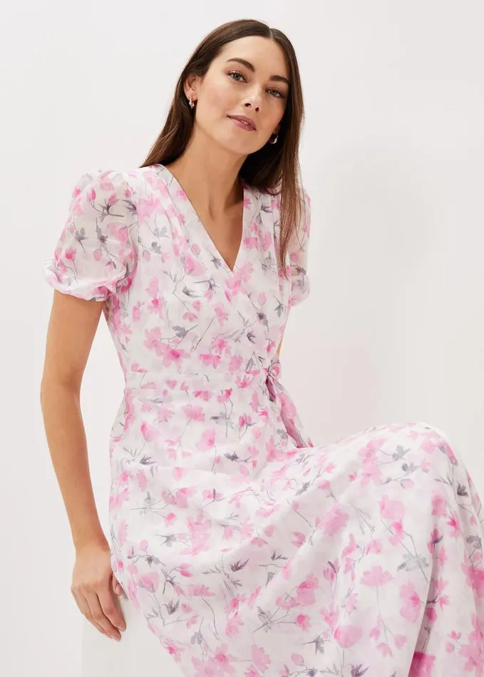 Phase Eight Gabriella Floral Wrap Dress Pink Multi Women Dresses