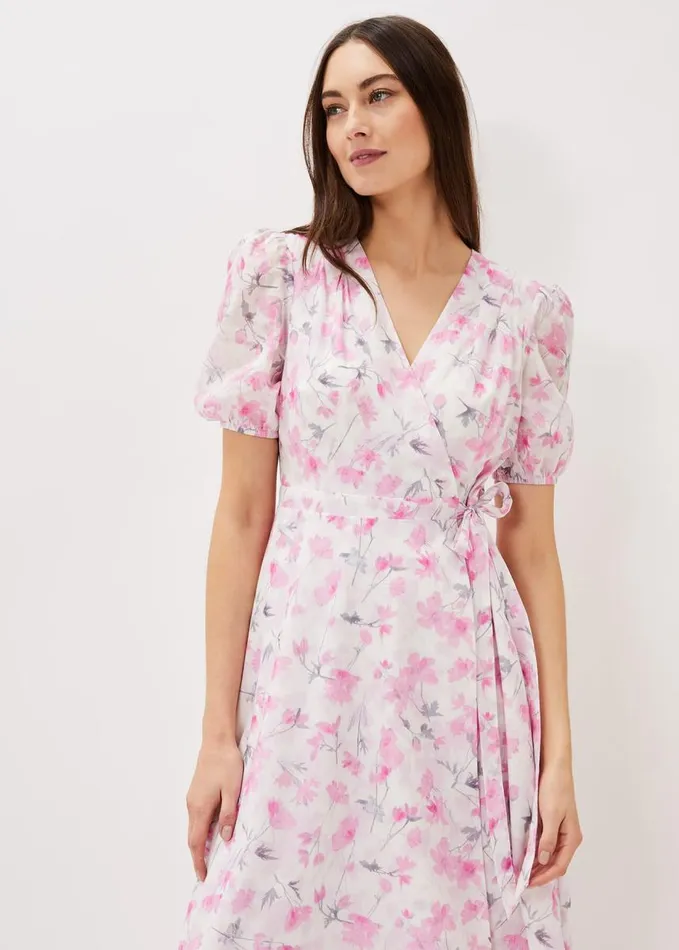 Phase Eight Gabriella Floral Wrap Dress Pink Multi Women Dresses