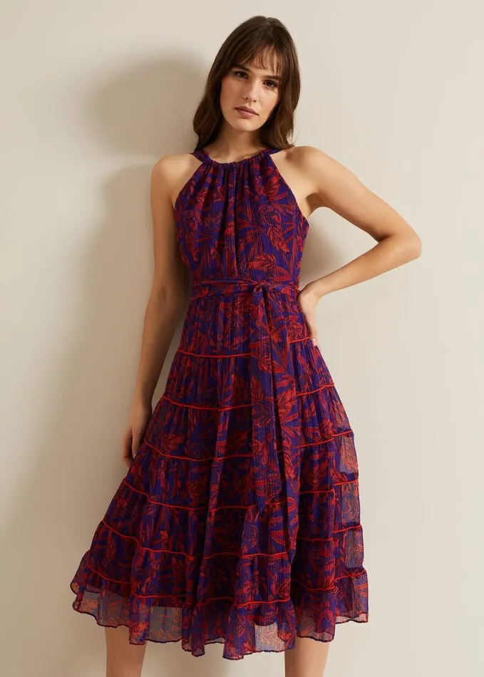 Phase Eight Gillian Halterneck Midi Dress Violetmulti Women Dresses