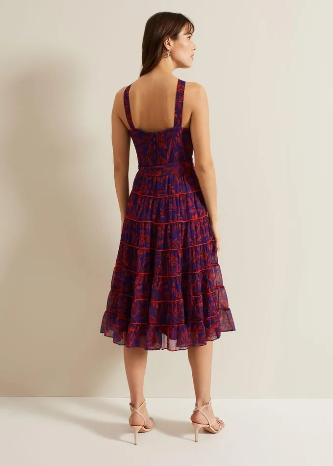 Phase Eight Gillian Halterneck Midi Dress Violetmulti Women Dresses