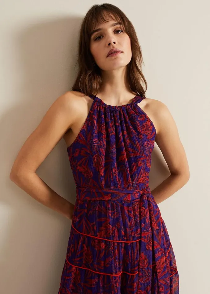 Phase Eight Gillian Halterneck Midi Dress Violetmulti Women Dresses