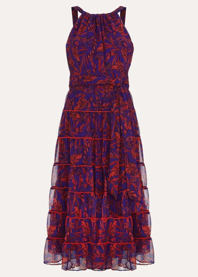 Phase Eight Gillian Halterneck Midi Dress Violetmulti Women Dresses
