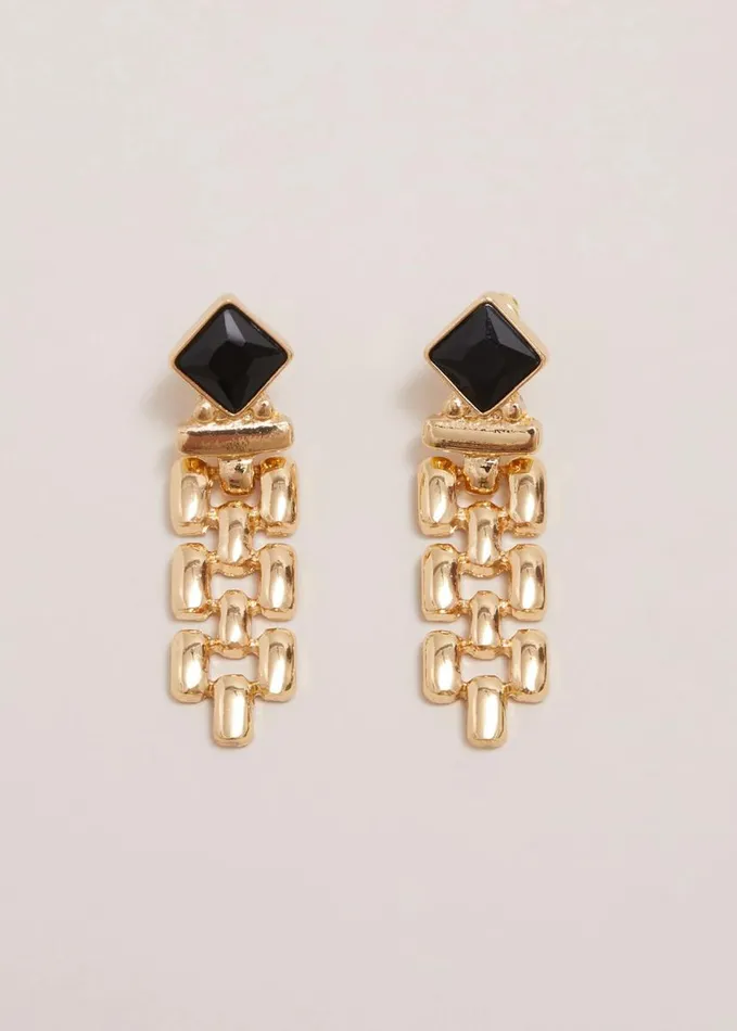 Phase Eight Gold Chain Drop Earrings Gold Women Jewellery
