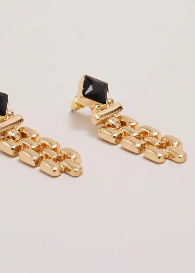 Phase Eight Gold Chain Drop Earrings Gold Women Jewellery
