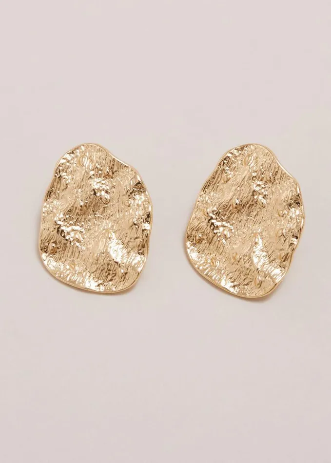 Phase Eight Gold Large Textured Circle Stud Earrings Gold Women Jewellery