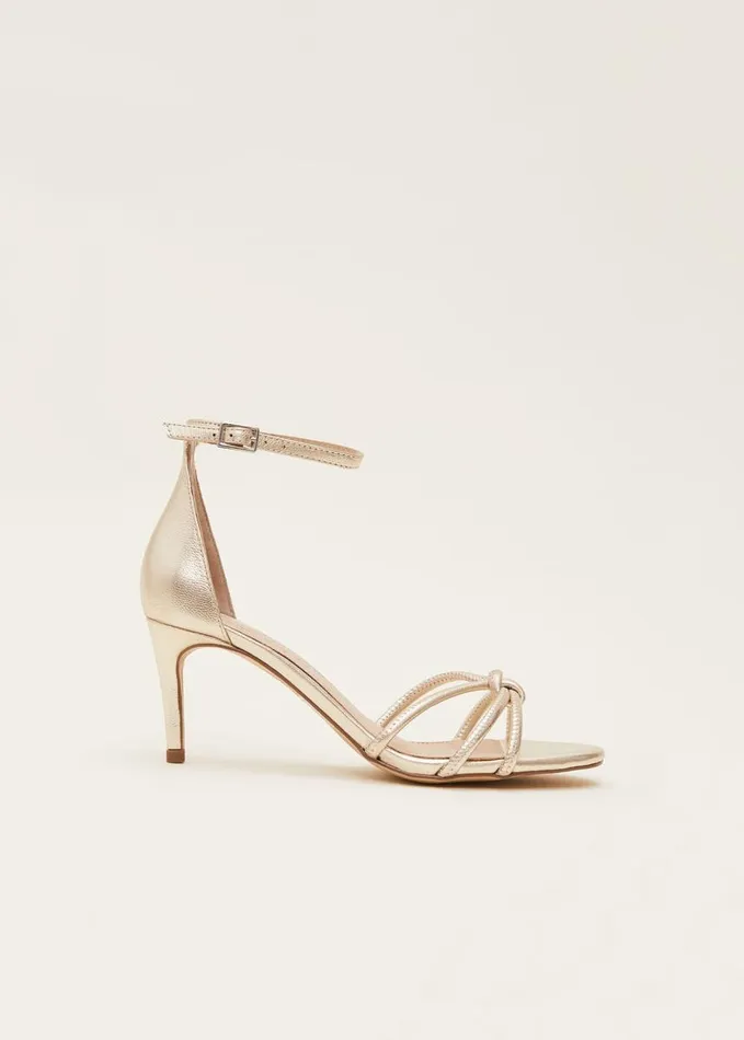 Phase Eight Gold Open Toe Heels Gold Women Heels