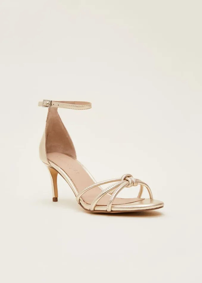 Phase Eight Gold Open Toe Heels Gold Women Heels