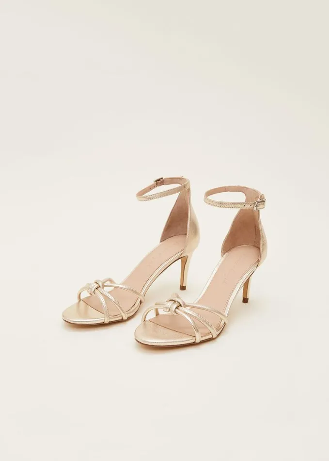 Phase Eight Gold Open Toe Heels Gold Women Heels
