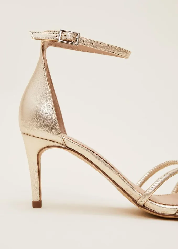 Phase Eight Gold Open Toe Heels Gold Women Heels