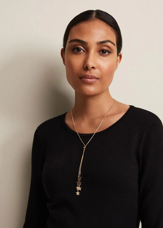 Phase Eight Gold Star Lariat Necklace Gold Women Jewellery