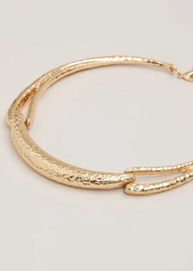 Phase Eight Gold Textured Collar Necklace Gold Women Jewellery