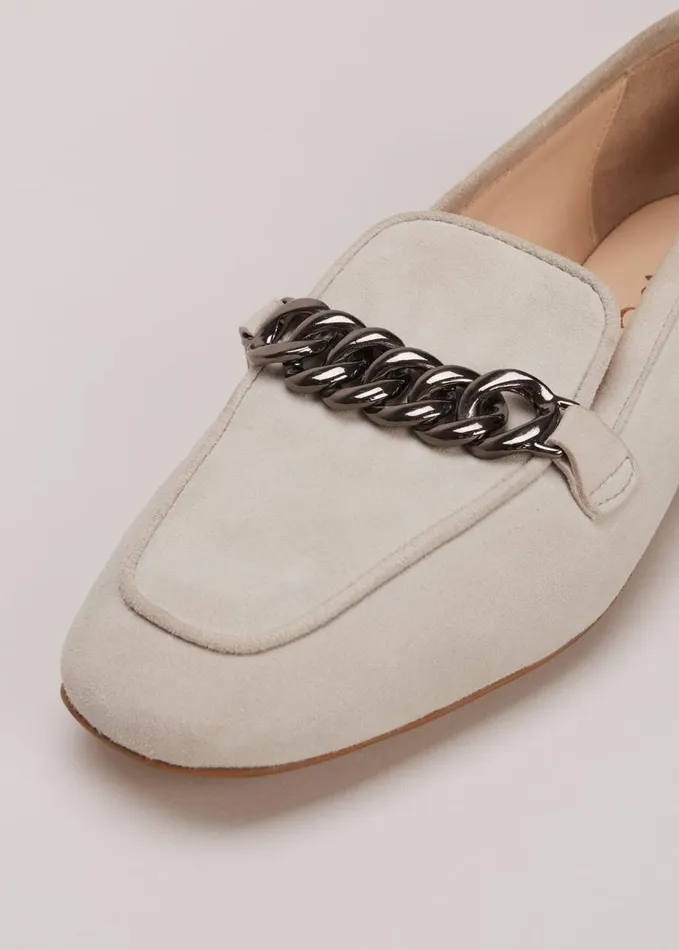 Phase Eight Grey Chain Detail Loafers Light Grey Women Flats