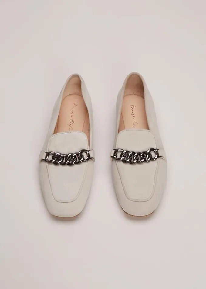 Phase Eight Grey Chain Detail Loafers Light Grey Women Flats
