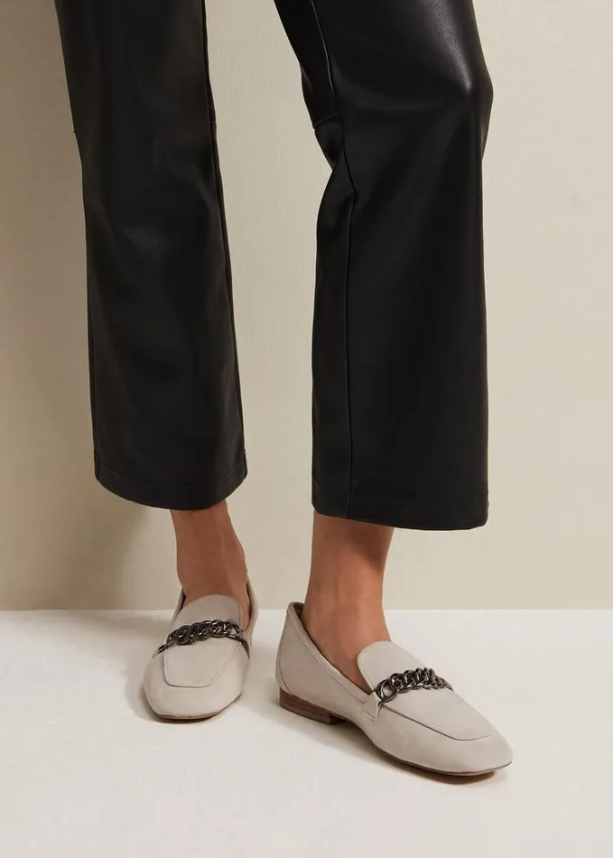 Phase Eight Grey Chain Detail Loafers Light Grey Women Flats