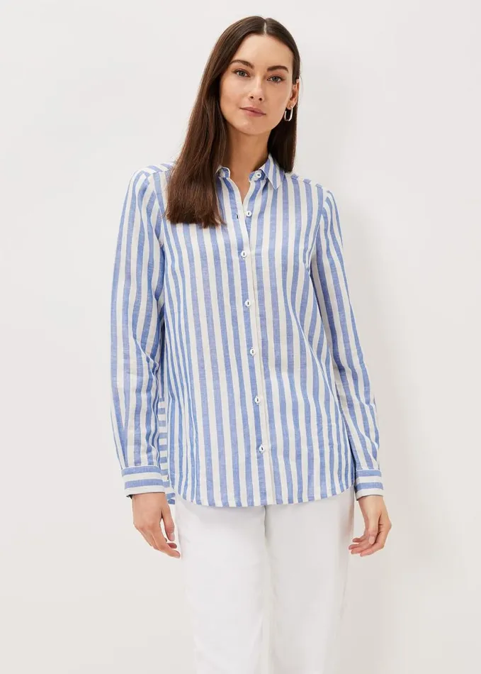 Phase Eight Hannah Linen Stripe Blouse Blueivory Women Shirts and Blouses