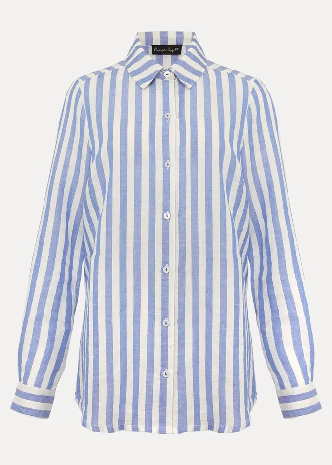 Phase Eight Hannah Linen Stripe Blouse Blueivory Women Shirts and Blouses