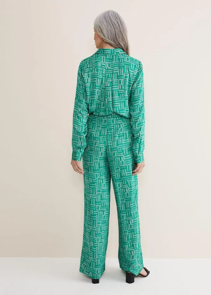 Phase Eight Hatty Wide Leg Trousers Greenstone Women Trousers