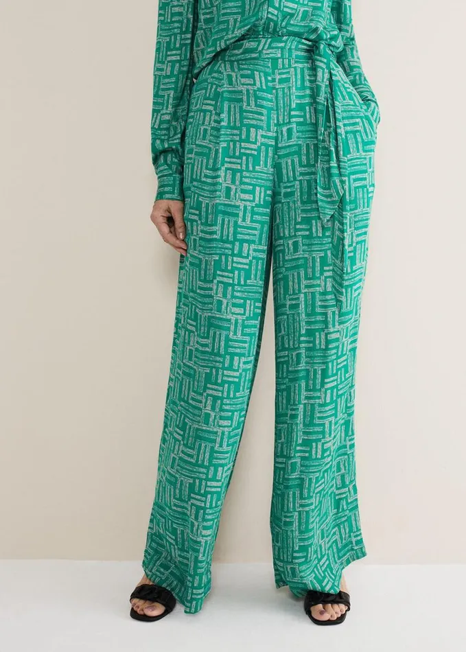 Phase Eight Hatty Wide Leg Trousers Greenstone Women Trousers