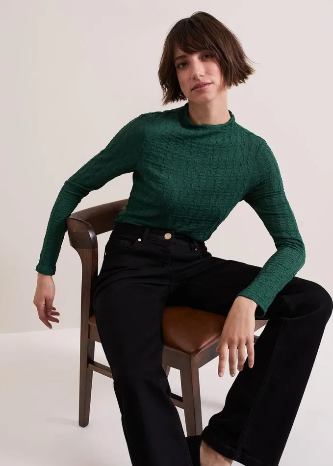 Phase Eight Haylee Sleeveless Texture Top Green Women Tops and TShirts