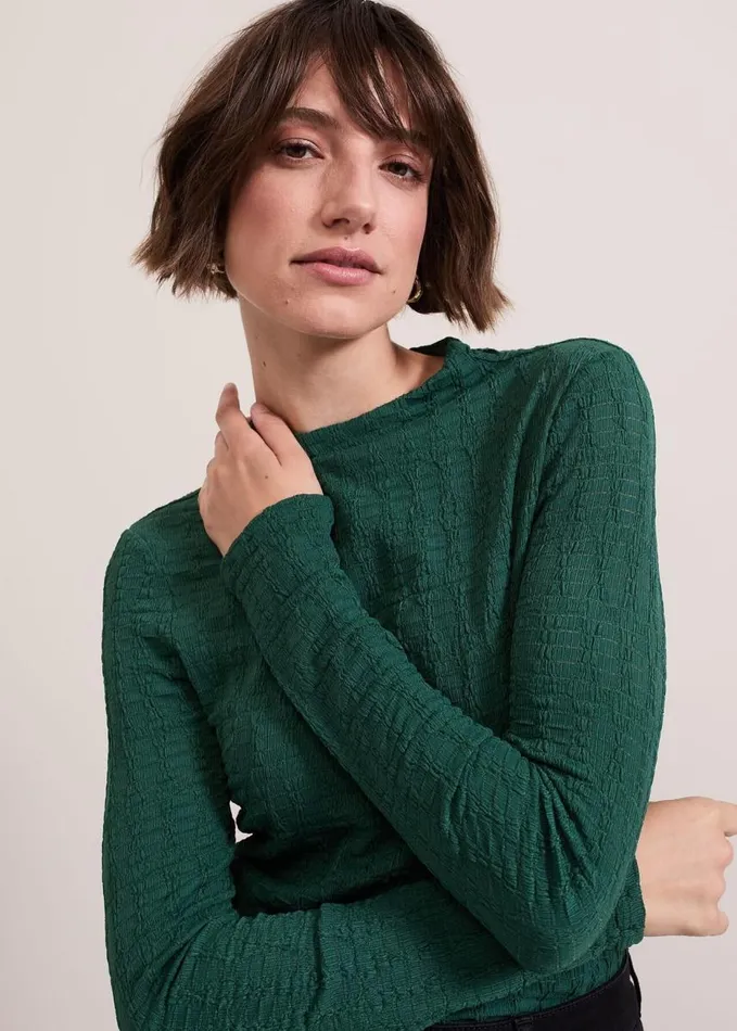 Phase Eight Haylee Sleeveless Texture Top Green Women Tops and TShirts