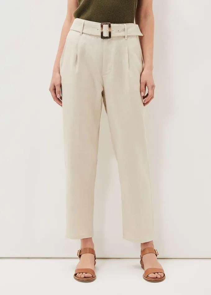 Phase Eight Hazel Linen Tapered Trousers Stone Women Trousers