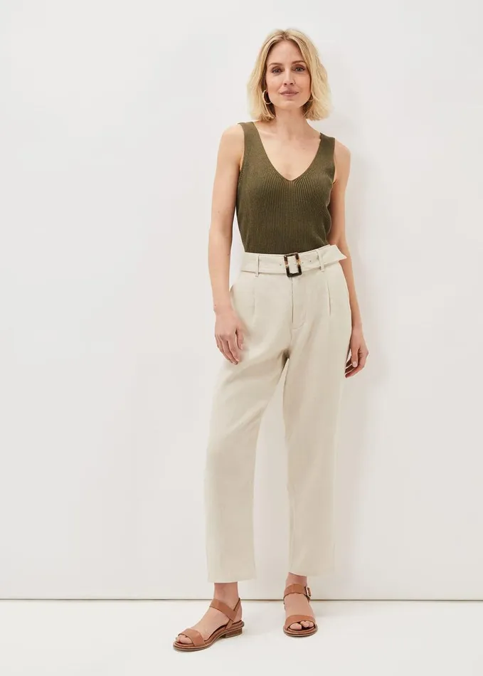 Phase Eight Hazel Linen Tapered Trousers Stone Women Trousers