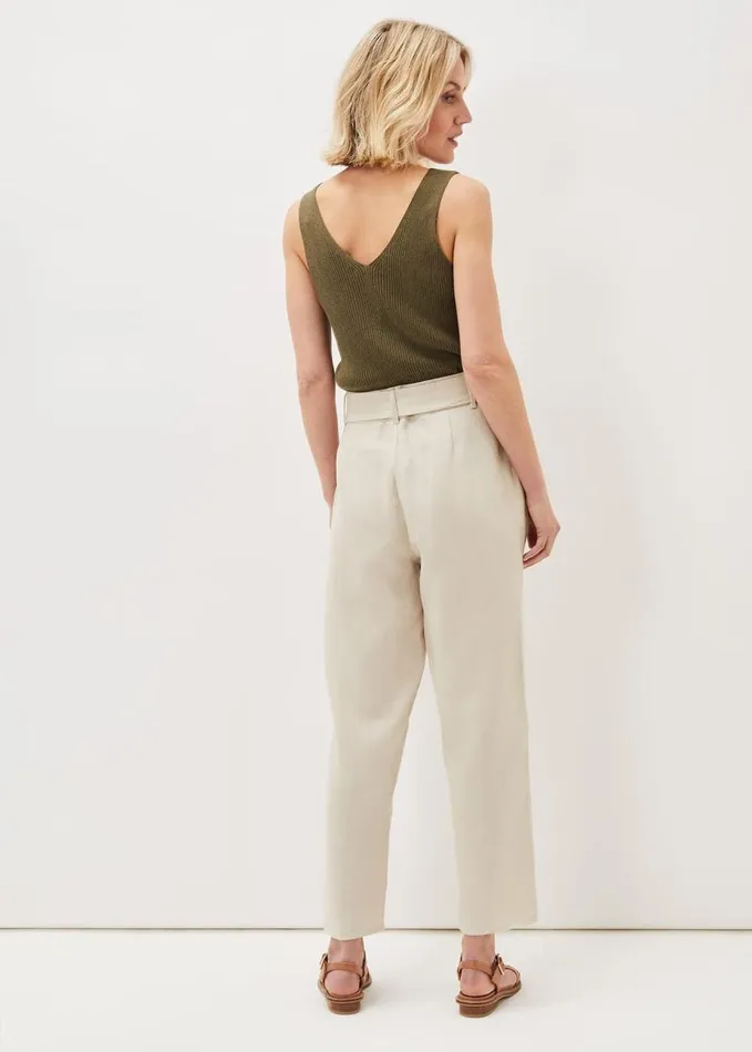 Phase Eight Hazel Linen Tapered Trousers Stone Women Trousers