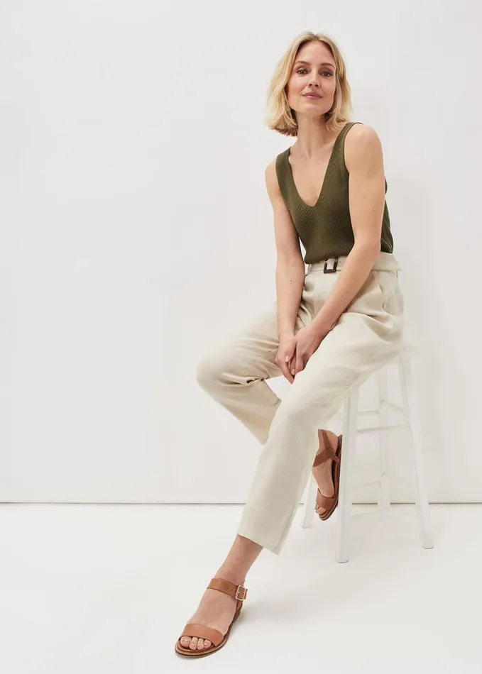 Phase Eight Hazel Linen Tapered Trousers Stone Women Trousers