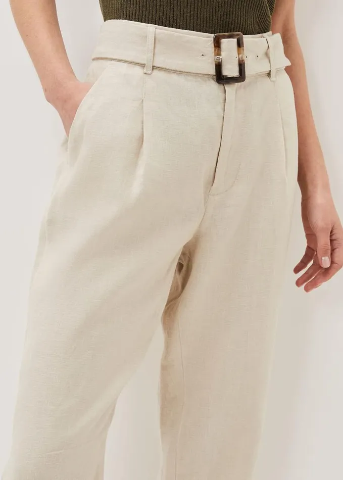 Phase Eight Hazel Linen Tapered Trousers Stone Women Trousers