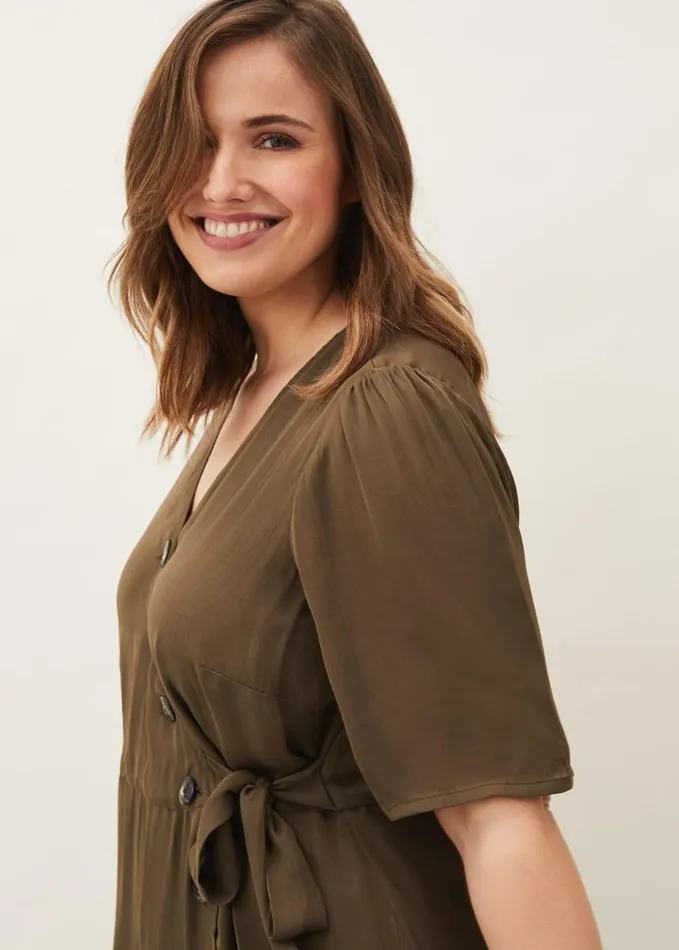Phase Eight Henley Tie Dress Khaki Women Dresses